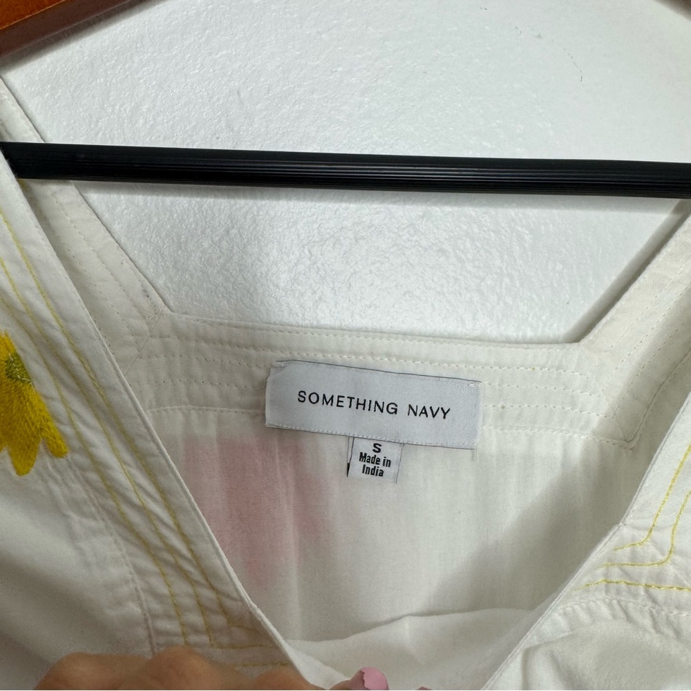 Something‎ Navy Rainbow Multi Flower Embroidered Tiered Long Sleeve Maxi Dres - Picture 6 of 9